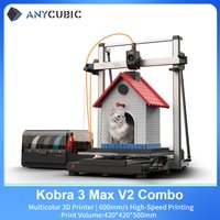 ANYCUBIC Kobra 3 Max V2 Mehrfarbiger 3D-Drucker Max. 600mm/s Druckgeschwindigkeit Große Baugröße 500*420*420mm Smart-App-Steuerung