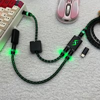 Customized Light-emitting Hollow Single Crystal Copper 1-to-2 Air Plug 8K Magnetic Axis Keyboard Cable with 2-in-1 HUB Adapter