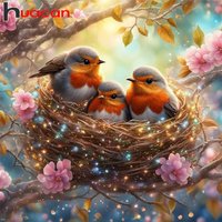Huacan 5D DIY Full Square Round Drill Bird Flower Diamond Embroidery Animal Full Decorative Paintings