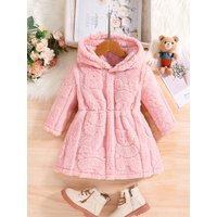 Girls spring and autumn children's fashion home casual warm pink velvet hooded coat 4-8Y1
