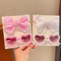 4-piece set - Cute daisy heart, fashionable glasses, high elasticity headband, classic retro bow headband