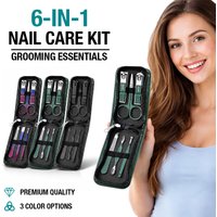 6-IN-1 Nail Clipper Set Portable Travel Manicure Kit for Men & Women – Includes Nail Clippers, Scissors, File & Grooming Tools