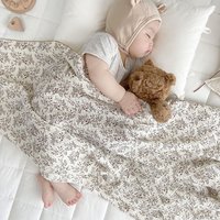 Summer Baby Blanket 2 Layer Thin Cotton Swaddle Wrap Muslin Blankets Floral Print Gauze Swaddling Children's Towel Bedding Items