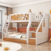 Solid wood upper and lower beds Bunk Two-layer high and low beds Double Small apartment children's