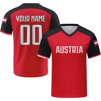Custom Austria Soccer Jersey Personalized with Name Number Breathable V-neck Football Team Shirt for Men Youth Women