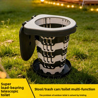 Portable Folding Camping Toilet, Deodorant Emergency Commode Chair, Multifunctional Car Travel Toilet Stool