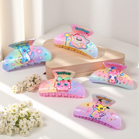 5PCS Cute Pokemon Pikachu Eevee Acrylic Hair Claw Kawaii Anime Glitter Gradient Hair Clip for Girls Hair Accessories Gift