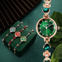Women's Fashion Quartz Small Green Watches Simple and Waterproof Female's Bracelet Watch Ladies Jade Wristwatch Clock