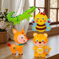 Cartoon Animal Sewing Craft Kit DIY Kids Keychain Craft Sew Set Educational Beginners Sewing Stuffed Felt Sewing Craft Kit