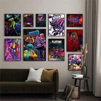 Anime Games Poppy Playtime Anime Posters Sticky Waterproof Paper Sticker Coffee House Bar Kawaii Room Decor