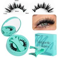 1 Pair Reusable Magnetic Eyelashes Natural Curly Fluffy Magnetic False Eyelashes No Glue Needed Lashes Makeup with Tweezer Set