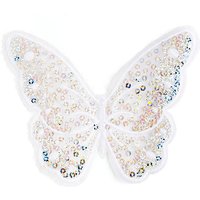 FZdiy Butterfly Sequined Iron on Patches for Clothing Sewing Embroidery Translucent Parches Para Ropa Costura White Appliques