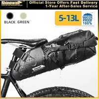 Rhinowalk Bike Saddle Bag Waterproof 5L-13L Large Capacity Foldable Tail Rear Bag Reflective Cycling MTB Trunk Pannier Black