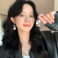 Personalized Silver Metal Square Tassel Long Earrings For Women Exaggerated Geometrics Earring Fashion Casual Party Jewelry Gift