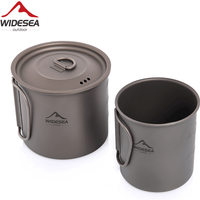 Widesea Camping Mug Titanium Cup Tourist Tableware Picnic Utensils Outdoor Kitchen Equipment Travel Cooking set Cookware Hiking