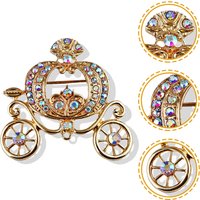 Rhinestone Pumpkin Carriage Brooch For Women Fashion Jewelry Bling Brooches Vintage Collar Pin Costume Jewelry Gift Prom