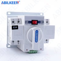 ABILKEEN 6~63A AC220V 2P Dual Power Automatic Transfer Switch ATS Signal Phase Automatic/Manual Changeover Electrical Switch