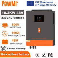 PowMr 10.2KW Hybrid Solar Inverter 48V 230V On Grid Off Grid Pure Sine Wave Inverter Dual Output MPPT 160A Solar Battery Charger