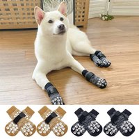 Anti-Slip Dog Socks 4Pcs Paw Protector Traction Control Adjustable Indoor Wear Knitted Pet Socks With Rubber Reinforcement