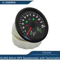 ELING Motorcycle Universal 85mm GPS Speedometer 0-299km/h MPH with 0-12000RPM Tachometer Trip Odometer with Gear Number N 1-6
