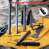Hexagonal/Square Ferro Rod Kit with Paracord Handle & Scraper, Portable Survival Fire Starter for Camping & Hiking