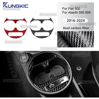 LHD RHD Real Carbon Fiber Cup Holder Cover Trim Fit for Fiat 500 & Abarth 595 695 2016 2017 2018 2019-2024 Interior Accessories