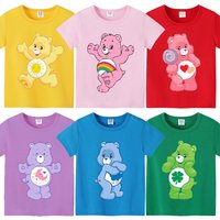Care Bears T-shirt for Children Kawaii Anime Tee Top Boys Girls Clothes Cartoon Pattern Short Sleeve Kids Summer Clothing Gift