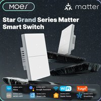 MOES Tuya Star Grand Series Matter WiFi Smart Light Switch 10A Neutral Required Work with Alexa Google Apple Homekit Smartthings