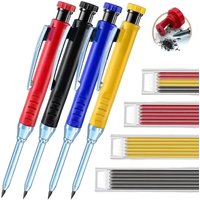 Solid Carpenter Pencil Set Woodworking Tools Mechanical Pencil 5 Colors Refill Construction Job Tools Carpentry Marking Scriber