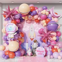 118Pcs Pink Purple Space Theme Balloon Garland Kit Astronaut Moon Explosion Star Foil Balloon Birthday Baby Shower Party Decor