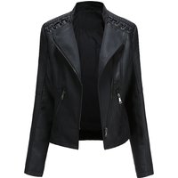 Spring Autumn Leather Jacket Women Slim Fit Motor Biker PU Leather Short Coat Stand Collar Ladies Zipper Outerwear