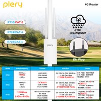 Plery 300Mbps+1200Mbps Outdoor 4G LTE Router IP66 Waterproof Wireless AP POE/DC Power WIFI 6 Router 5 G SIM Detachable Antennas
