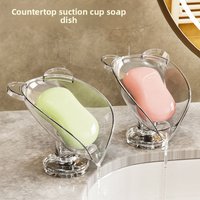 Suction Cup Soap Box Bathroom Counter Drainage No-Drill Soap Box Home Toilet Luxury Soap Rack Storage Rack