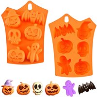 Halloween Silicone Chocolate Molds 12 Cavity Halloween Baking Mold, Pumpkin Shape Design Trays for Making Biscuit/Jelly/Ice Cube