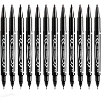 12pcs/Set Small Double Headed Marker Pen Oily Permanent CD Art Black Red Blue 0.5 Thick Nib 1.0 Paper Steel CD Glass Sketchbook