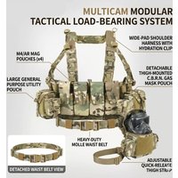 Recce Lightweight Tactical Chest Rig Multicam Modular Recon Vest Airsoft Paintball Hunting Military Load Bearing Gear