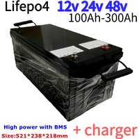 Lifepo4 Battery Pack 12V 24V 36V 48V - 300Ah 150Ah 100Ah with Built-in BMS for RV Electric Boat Motor Starting High Capacity