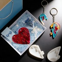 10PCS Silicone Mold for Keychain Making Heart Puzzle Couple - Resin Casting Jewelry DIY Craft Supplies