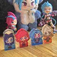 Arcane:League of Legends Acrylic Brick Keychain Jinx Vi Plate Desk Decor Standing Collection Ornament Kids Friends Gift Toy Cos