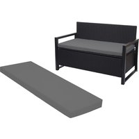 All-Weather 4 Seater Gray Garden Bench Cushion with Removable Cover, 170cm x 51cm x 5cm