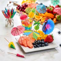 20/50PCS Paper Umbrella Pineapple Sticks Hawai Luau Summer Party Drink Food Fruit Cocktail Picks Wedding Birthday Party Supplies