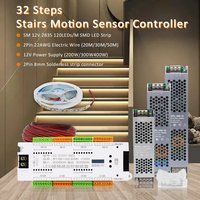 32 canaux escalier LED bande capteur de mouvement contrôleur DC 12 V 24 V veilleuse automatique intérieur escalier Flexible LED bande lampe