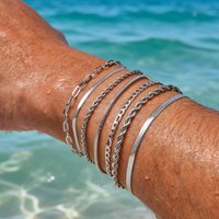 Men's Thin Chain Bracelets,Stainless Steel Silver Color Adjustable Metal Wristband,Classic Hip Hop Trendy Chain Gift