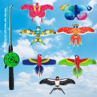 1Set Children Mini Plastic Kite Cartoon Butterfly Parrot Swallows Eagle Theme With 30cm Handle Kids Flying Outdoor Toys Gifts