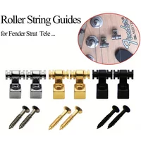 2Pcs Guitar Roller String Trees Retainer Guide - Chrome Mounting Tree in Silvery Black Golden 3 Colors