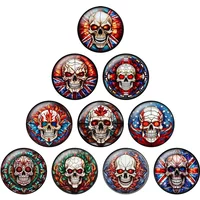 24pcs/lot Colorful Punk Skull USA Flag Element Pattern 8mm-25mm Round Photo Glass Cabochon Demo Flat Back Making Findings H148