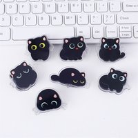 7 pcs Cute cartoon black cat clip acrylic double-sided high-definition pattern paper clip stationery supplies