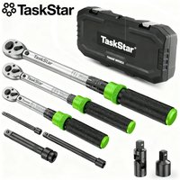 TaskStar 8-teiliges Drehmomentschlüssel-Set, Drehmomentschlüssel mit 1/4-, 3/8- und 1/2-Zoll-Antrieb, 72 Zähne, doppelte Skala, Genauigkeit ±3 %, Handwerkzeuge zum Zerlegen für die Autoreparatur