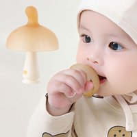 Teething Relief for Infants Gift for Teething Babies Baby Chewing Toy Newborn Silicone Mushroom Teething Toy with Case