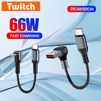 0.25M/0.5M 66W 90° Short Cable USB Type C To Type C Fast Charging USB C Cable For iphone 15 16 Huawei Xiaomi Samsung Power Bank
